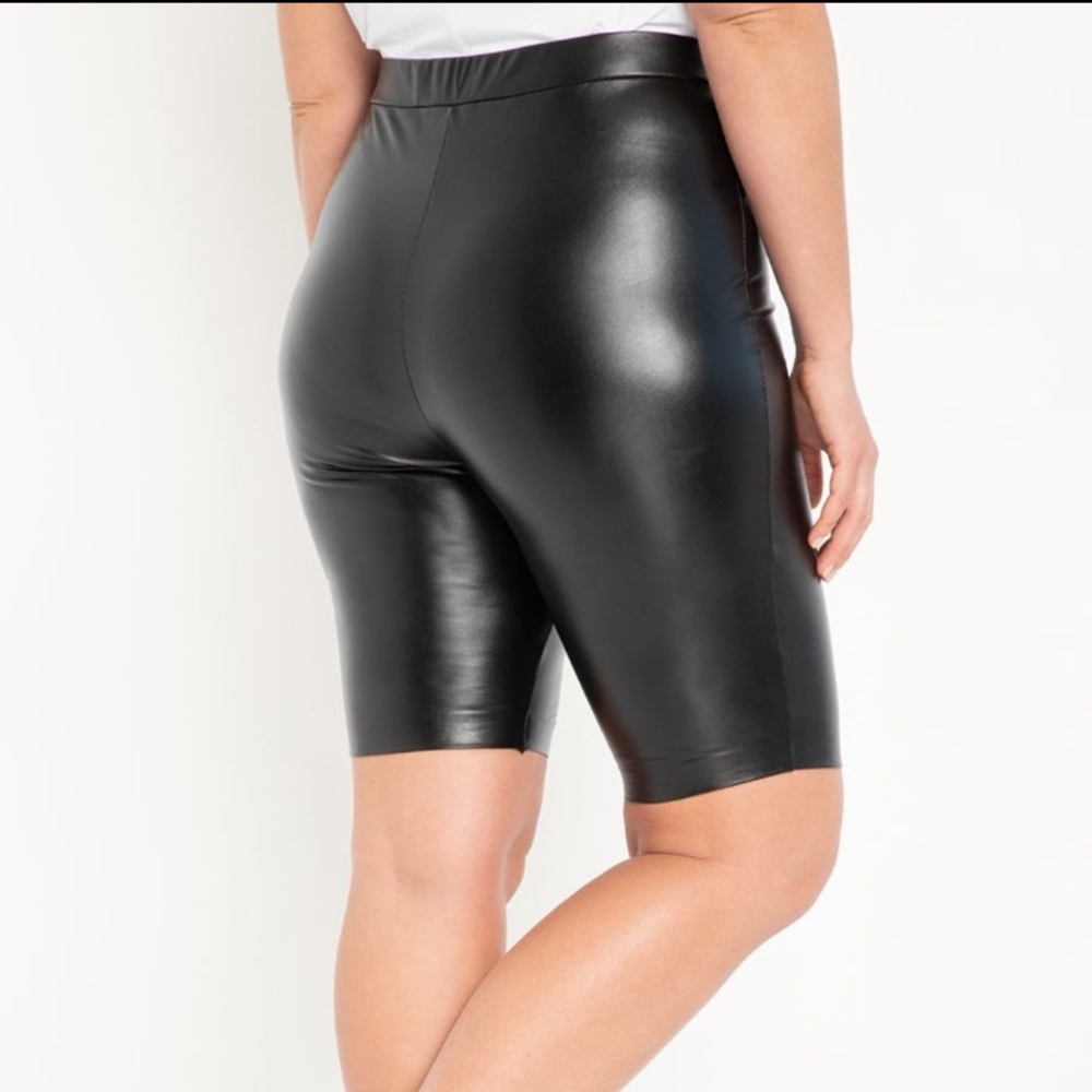 Eloquii Black Faux Leather Bike Short